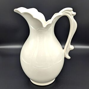 Vintage Haeger MCM White Pottery Pitcher